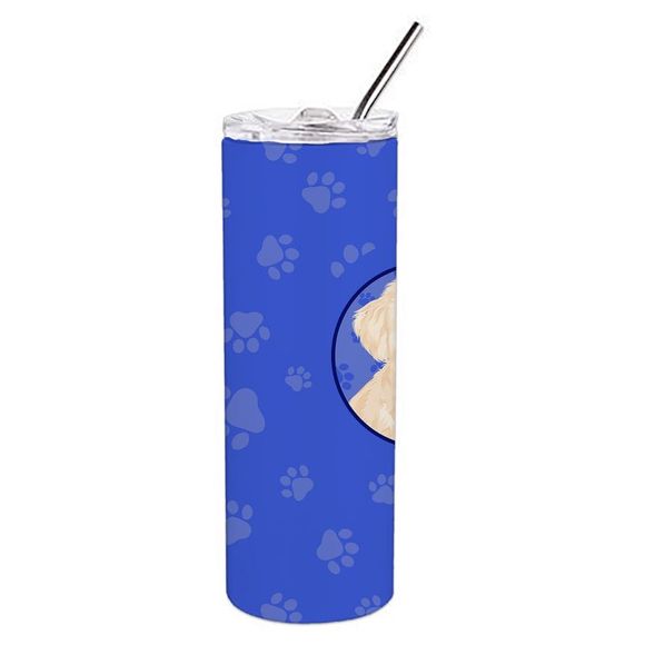 Poodle Toy Cream  Stainless Steel 20 oz Skinny Tumbler, Blue